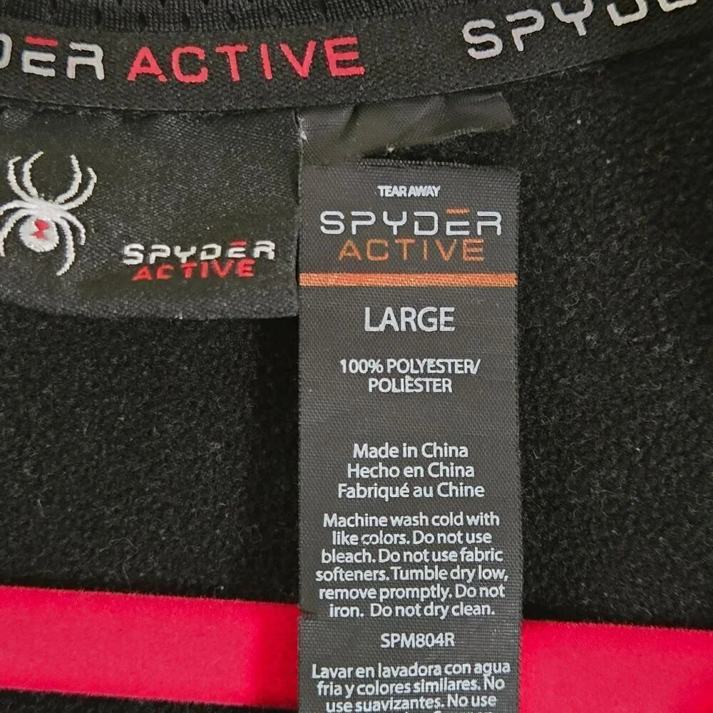 Spyder Active ProW B Black Hooded Full Zip Men's Sweatshirt Jacket Size L